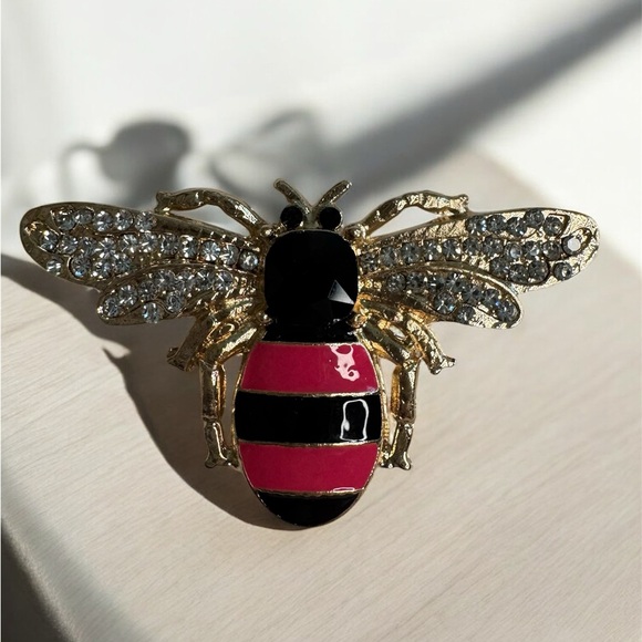 Jewelry - Pink and Black Bee Brooch